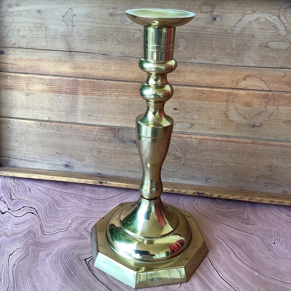 Vintage Tall Weighted Bottom Brass Candlestick Candle Holder